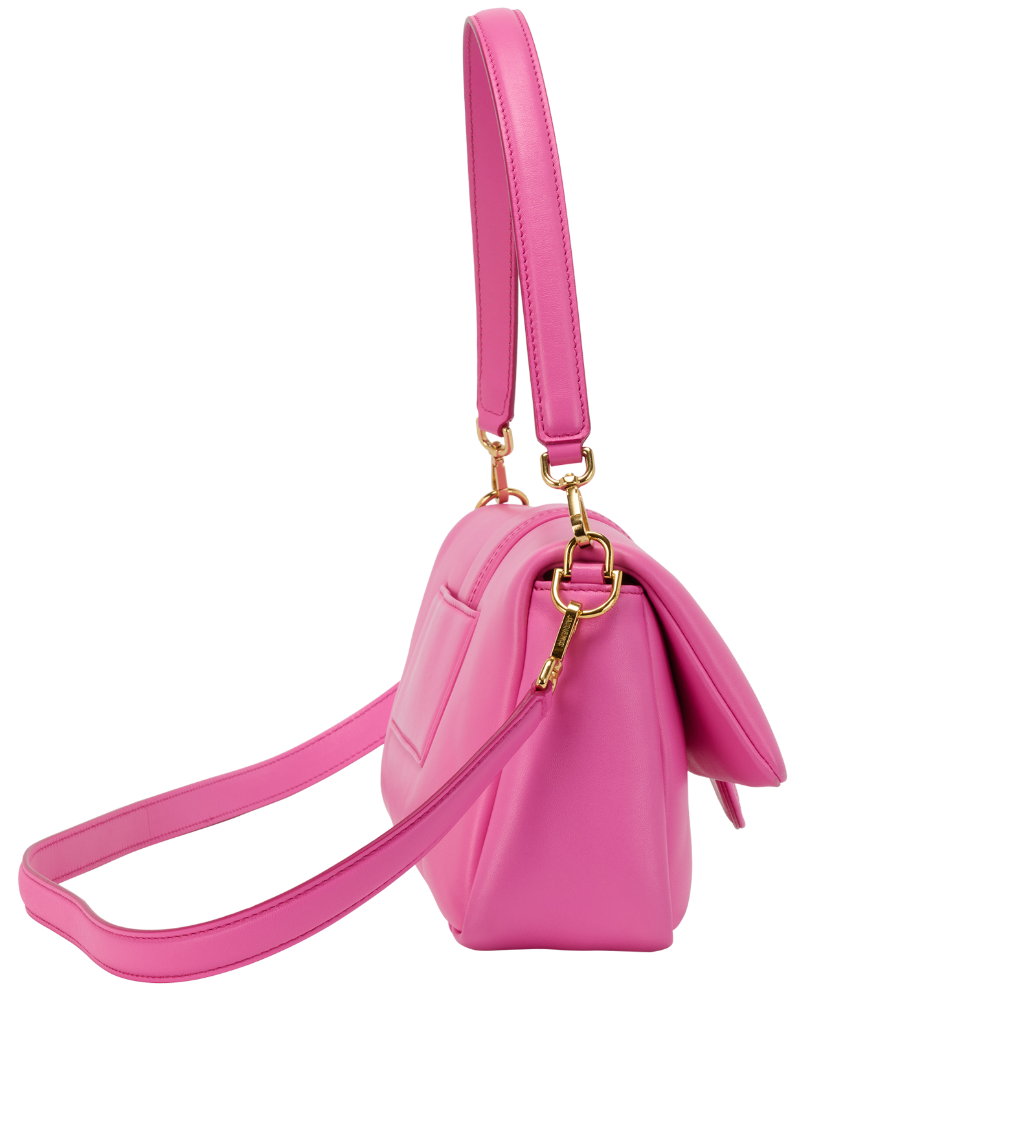 Le Bambimou Puffy Shoulder Bag, &pound;320, Handbags, Pink, Leather, Side view